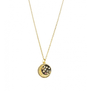 BB: ketting Golden colorful moon coin